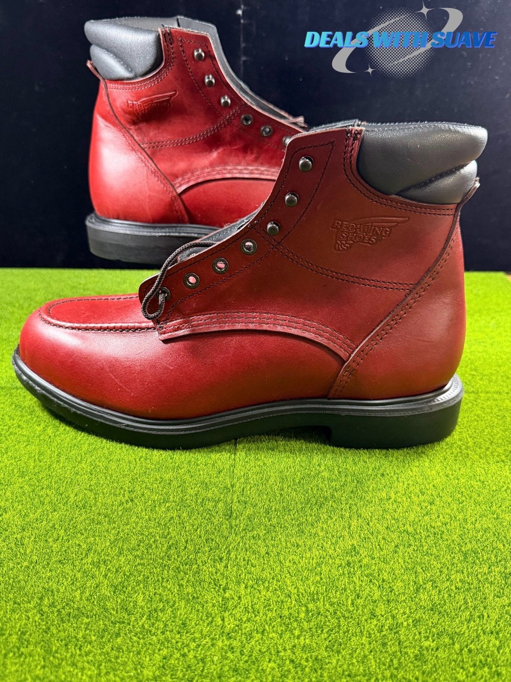 Red Wing Shoes Men’s Red Leather Moc Toe Work Boots